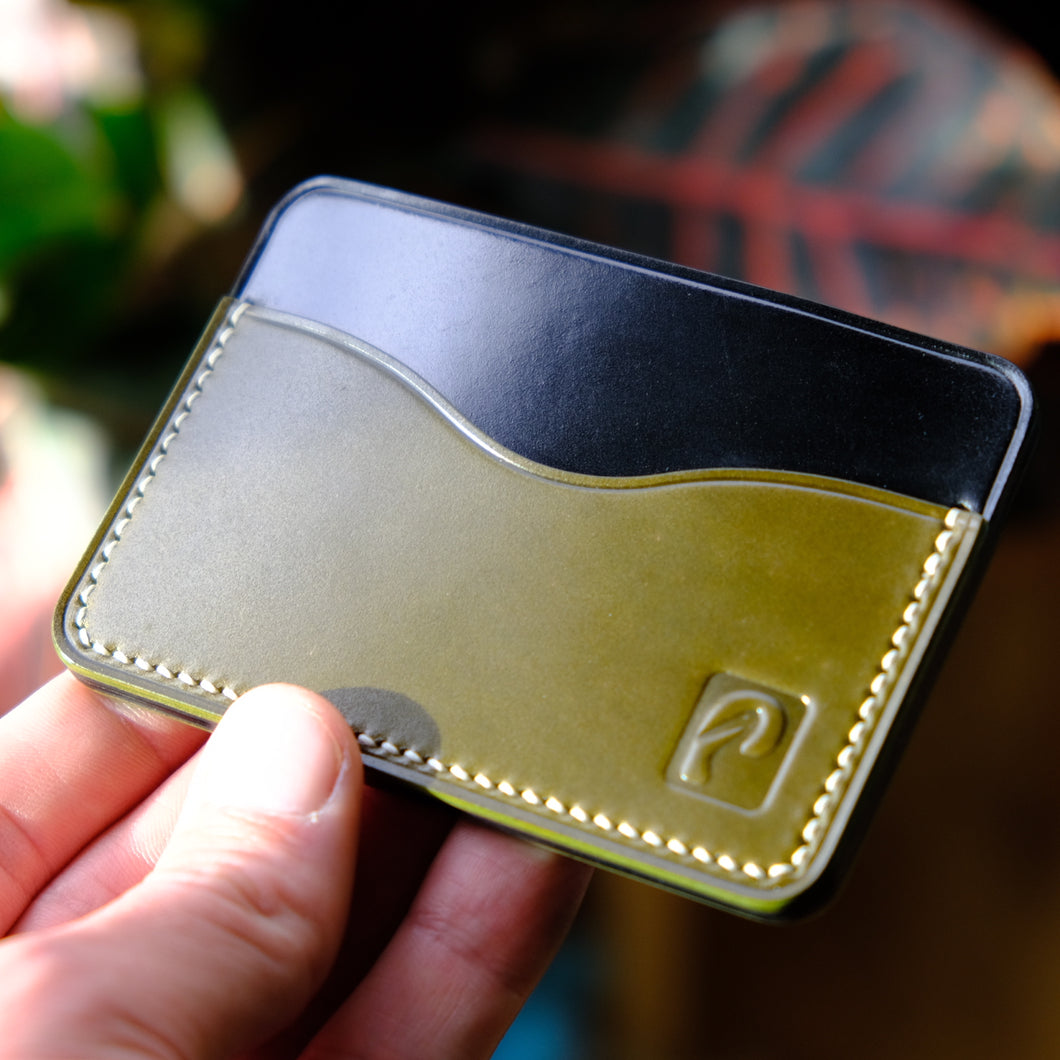 Pod 3 - Minimalist Wallet - Black & Olive Shell Cordovan